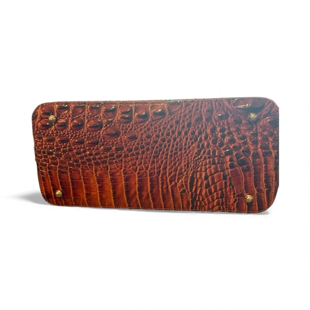 BRAHMIN Elegant Brown and Cream Croc-Embossed Women's shoulder satchel - Picture 7 of 7